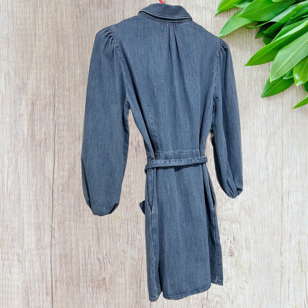 NWT - Zara Denim Belted Shirt Mini Dress Size: M - Picture 5 of 10